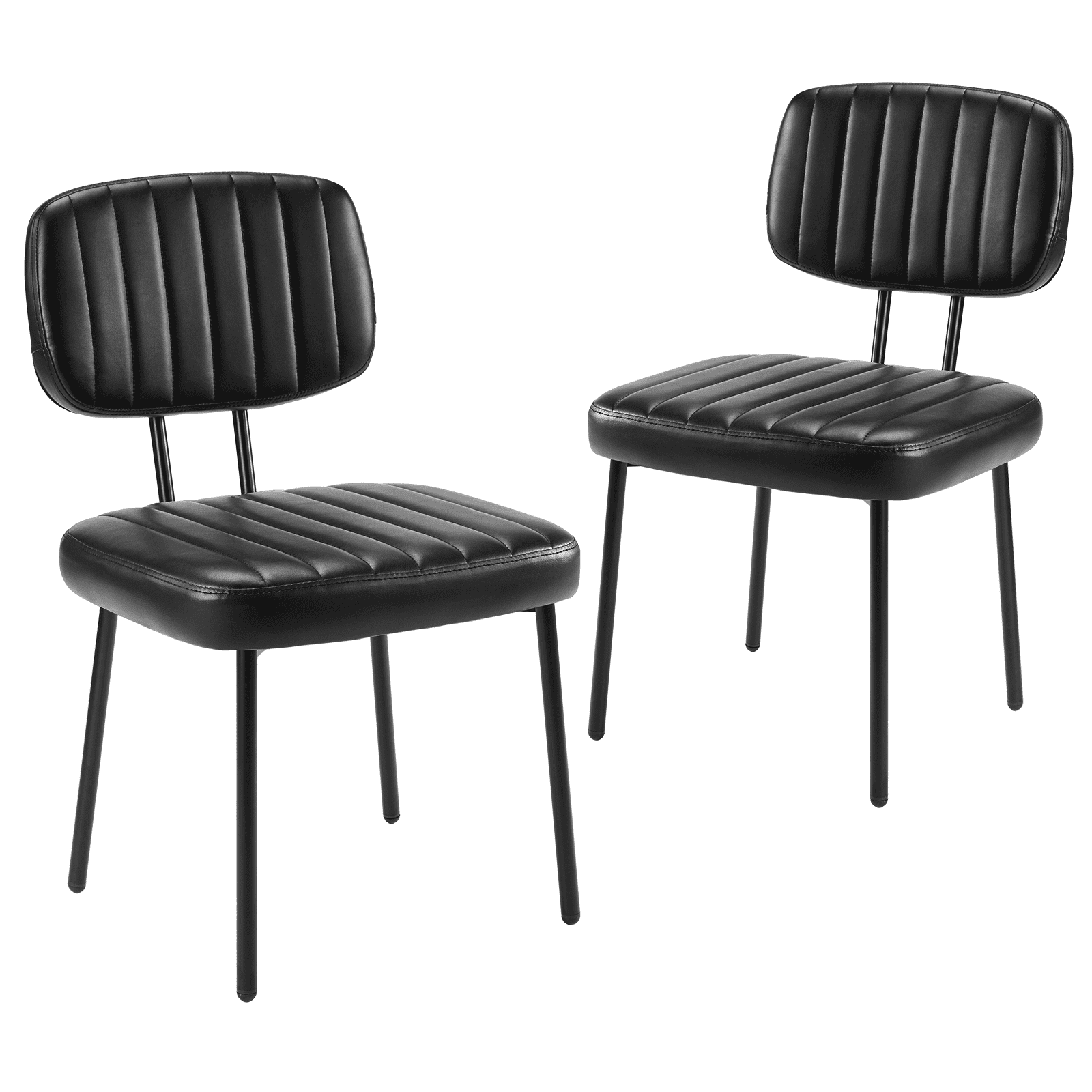 MAYEERTY Dining Chair Set of 2, Upholstered Mid Century Modern Dining Room Accent Chairs with Faux Leather Cushion Seat, Black