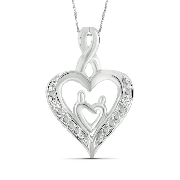 JewelersClub White Diamond Accent Sterling Silver Mother and Child Heart Pendant