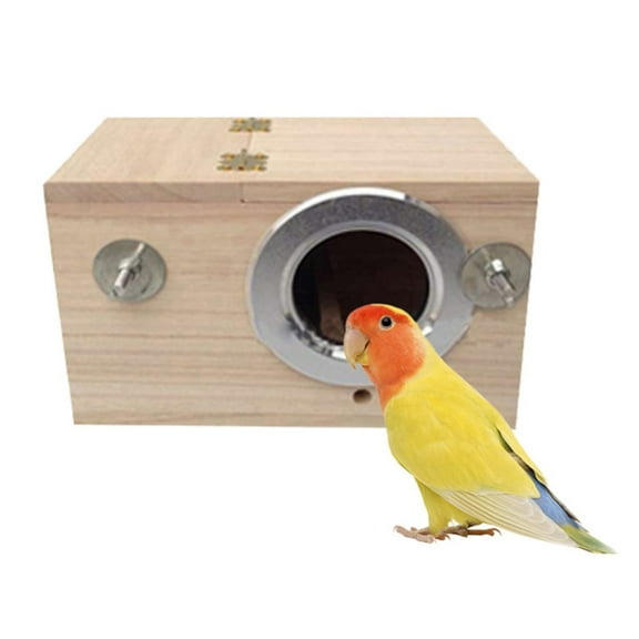 Parakeet Nest Box Budgie Nesting House Cockatiel Breeding Parrots Mating Box Wood Bird House for Cage Lovebirds Cockatoo Large to Medium Birds 7.7×4.7×4.7 Inch