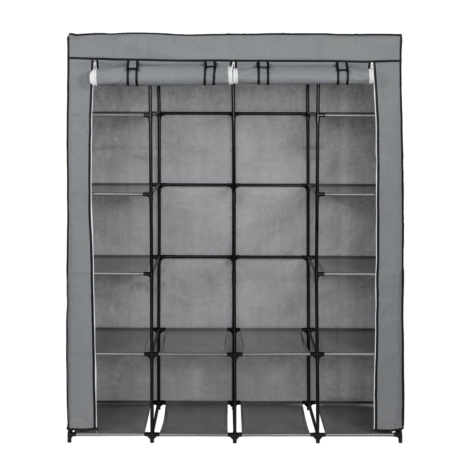 Private Jungle Portable Organizer Storage, Wardrobe Closet with Non-Woven Fabric 14 Shelves with Side Pockets,Gray Private Jungle Portable Organizer Storage, Wardrobe Closet with Non-Woven Fabric 14 Shelves with Side Pockets,Gray