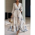 thumbnail image 2 of ZOELNIC Women's 2025 Fall Floral Print Maxi Dress V-Neck Empire Waist Long Sleeve A-Line Flowy Boho Party Dress, S, 2 of 8