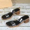 thumbnail image 5 of Jamicy Slip On Sandals for Women Open Toe Low Block Heels Sandals Party Dress Pumps Shoes Backless Mule Sandals Transparent Shoes, 5 of 8