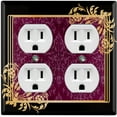 thumbnail image 1 of Metal Light Switch Plate Cover Elegant Victorian Floral Damask Frame Purple FRA080, 1 of 13