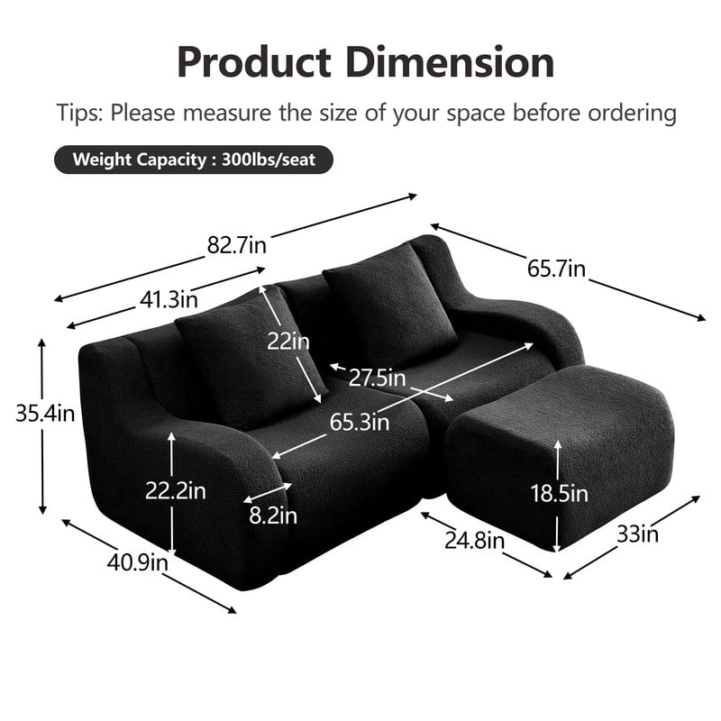 FFH Modular L-Shape Sofa with Ottoman, Cloud Sectional Sofa – picture 5