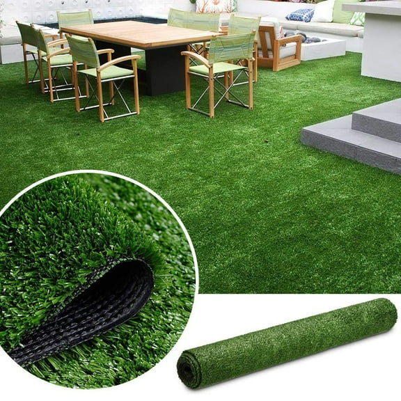 6ft x 10ft Artificial Grass Turf  Realistic Lawn Mat with Drainage Holes & Padded Rubber Backing Indoor Outdoor Use for Pet Potty Area Dog Run Balcony Patio Gym Play Space Garden & Backyard Decor