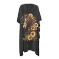 thumbnail image 2 of HELLHERO Casual Women's Short Sleeved Beach Swimsuit Cover Up for Vacation Polyester Loose Bathing Suit Cover Up Horse, 2 of 6