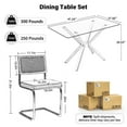 thumbnail image 3 of KATBOC Modern Dining Table Set, 47.24in Tempered Glass Table with 4 Velvet Upholstered Chairs, Cane Back & Chrome Base, Space-Saving Kitchen Set for Small Spaces, 3 of 7