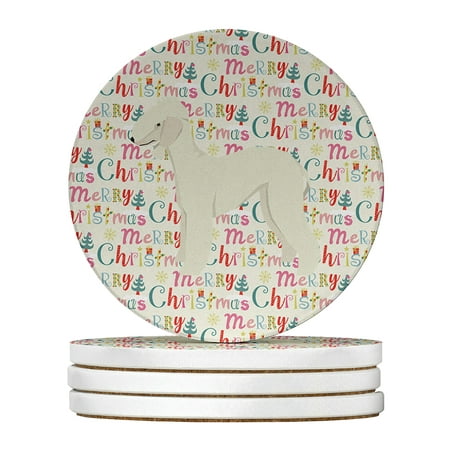 

Bedlington Terrier Merry Christmas Large Sandstone Coasters Pack of 4 4 in x 4 in