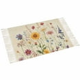 thumbnail image 2 of Botanical Floral Large Area Rug 4x6ft Woven Runner Rug,Retro Purple Pink Yellow Wildflowers Washable Living Room Bedroom Kitchen Bathroom Classroom Carpet with Tassels,Indoor Outdoor Throw Door Mat, 2 of 5