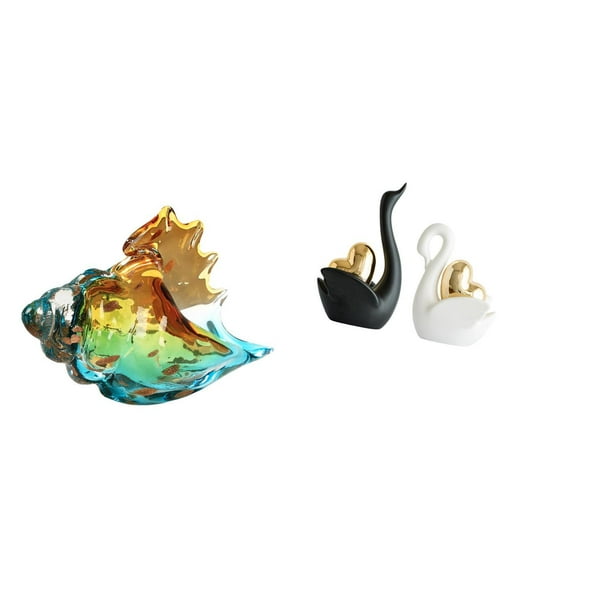 figura de caracola,Figura de caracola de vidrio soplado a mano,adorno marino,estatua de cisne,Estatuas y figuras de cisnes de cerámica modernas Esculturas,Escultura de animales Decoración