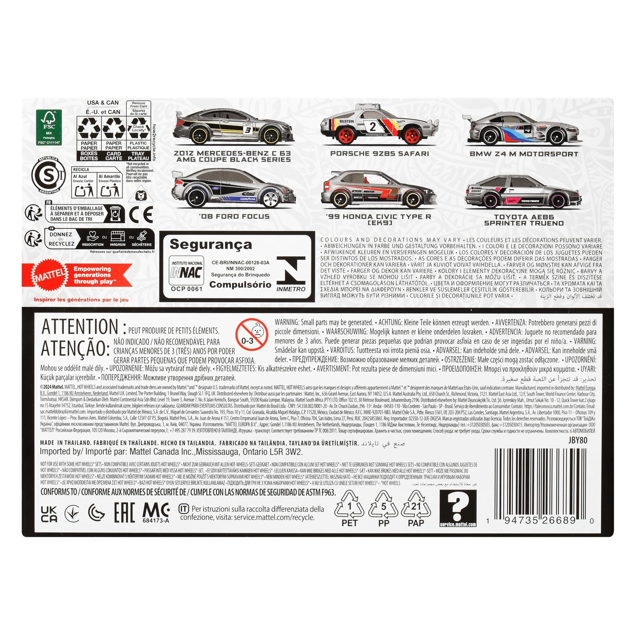 Hot Wheels 1:64 Scale Die-Cast Toy Cars & Trucks, Set of 6 Zamac Vehicles (Styles May Vary) [Walmart Exclusive]