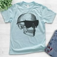 thumbnail image 2 of Kids Skull With Sunglasses Shirt, Youth Kids Boy Girl T-Shirt, Halloween Shirt, Skull Graphic Shirt, Light Blue, X-Large, 2 of 4