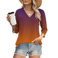 thumbnail image 2 of Jsaierl Women's 3/4 Sleeve Tops Casual V Neck Shirts Boho Gradient Petite Blouses Workout Loose Fit T-shirts Top S-2XL, 2 of 8