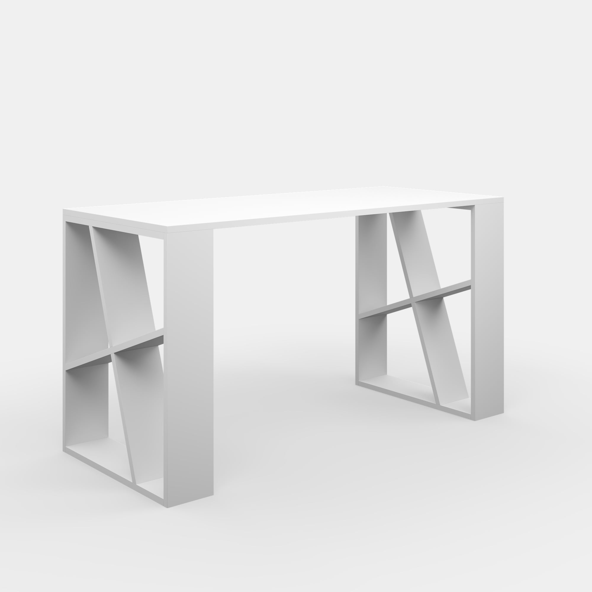 Ada Home Decor Minimalist Home Office Computer Desk Workstation with 2 Shelves 8-Cube Bookcase, White