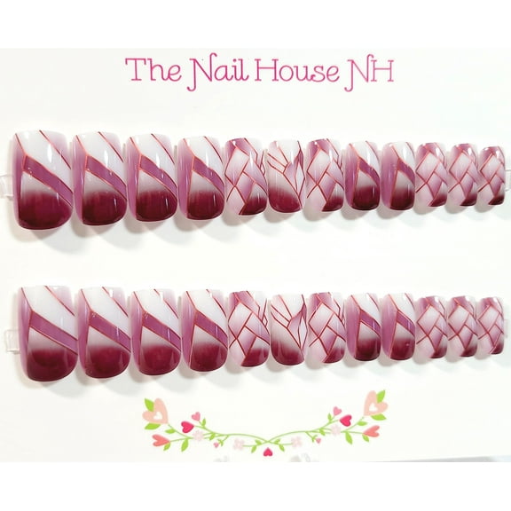 Raspberry Ice Square Press-On Nails By The Nail House NH - 24 Pieces
