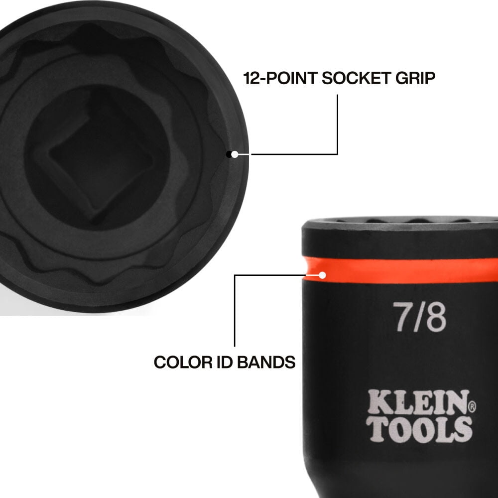Klein Tools 2-In-1 Impact Flip Socket Set, 5 Pieces