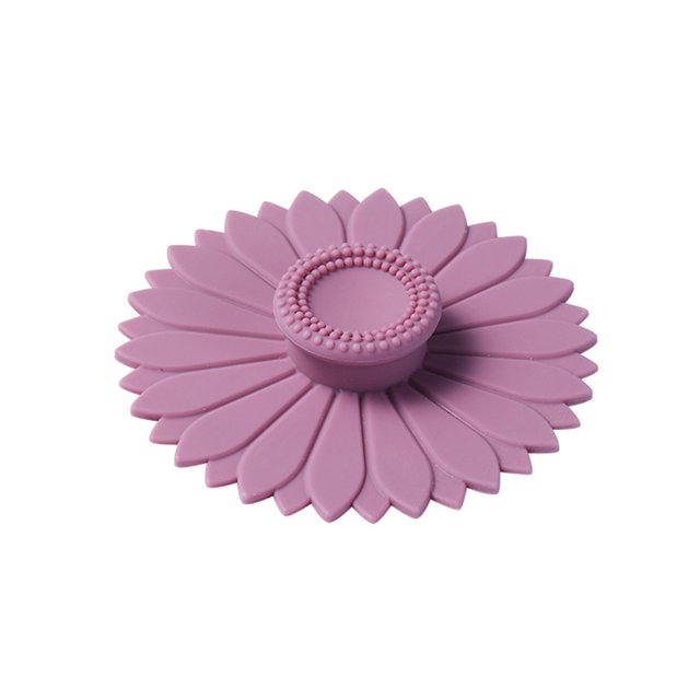 CSChome Couvercle de Tasse en Silicone Couvercle de Tasse en Silicone Tournesol Couvercle de Tasse en Silicone avec Poignée Résistant à la Chaleur Hermétique Rond Universel en Céramique Verre Couvercle de Tasse à Thé
