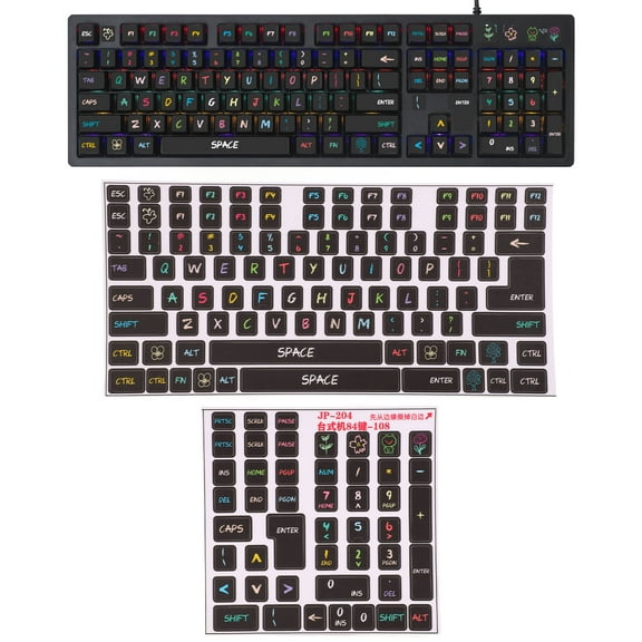 Gaming Keyboard Sticker, Keyboard Stickers Clear Pattern For 84 To 108 Keys