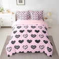 thumbnail image 2 of Erosebridal Pink Comforter Set 7 Piece Twin Size,Love Heart Pattern Bed in a Bag Kawaii Room Decor,Romantic Heart Shaped Sheet Set with Comforter,Graffiti Bed Sets, 2 of 6