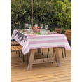 thumbnail image 3 of Outdoor Tablecloth with Umbrella Hole for Patio/Picnic/Party/Camping, Pink Flowers Waterproof Table Cloth Rectangle Table Cover Washable, Spring Floral Summer Botanical Striped Farmhouse (52"x 70"), 3 of 8