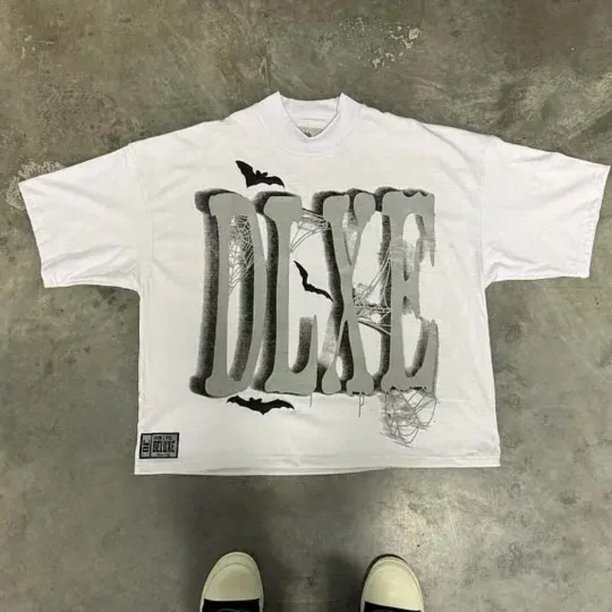 Camiseta holgada informal de manga corta con estampado de letras de anime para hombre y mujer, estilo hip hop, estilo Harajuku, estilo retro, Y2k