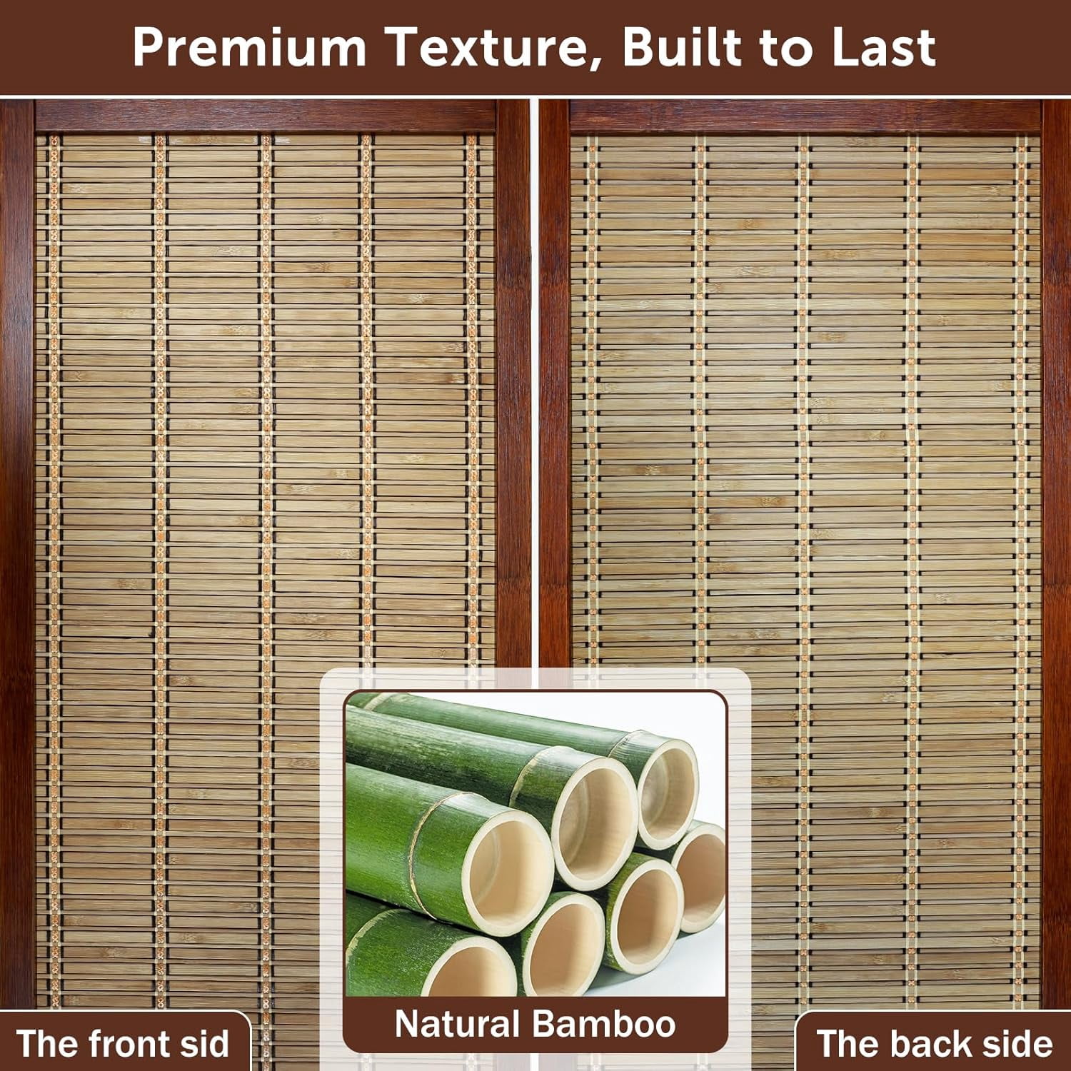 Olela Folding Bamboo Room Divider, 4 Panels Decorative Screens Wall Divider for Room Separation, 5.4ft Height Freestanding Privacy Partition for Living Room, Bedroom & Office, No Assembly