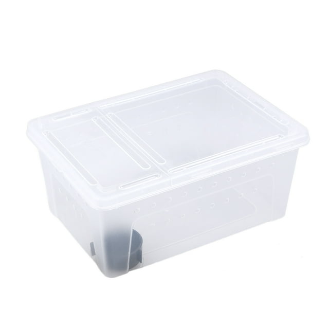 KAKOWELY Reptiles and Amphibians Breeding Box Plastic Storage Case Feeding Hatching Container for Spider Scorpion Gecko Insect Snake Tortoise (White),10.16"X5.94"X4.33"