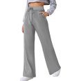 thumbnail image 5 of QLEICOM Womens Slacks Women's Wrinkle Free Relaxed Fit Straight Leg Pants Loose Wide Leg Pants High Waist Straight Pants Pants Work Cargo Casual Pants Wide Leg Pants Relaxed Fit Trousers Gray L, 5 of 5