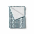 thumbnail image 2 of Tribal Soft Flannel Fleece Throw Blanket, Moroccan Geometric Border Image with Dots Triangles Artwork, Cozy Plush for Indoor and Outdoor Use, 50" x 70", White Pale Blue and Grey, by Ambesonne, 2 of 6