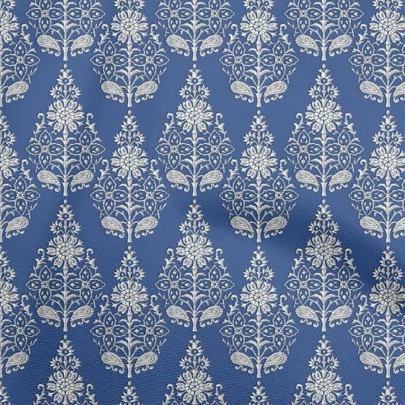 oneOone Polyester Spandex Medium Blue Fabric Block Quilting Supplies Print Sewing Fabric By The Yard 56 Inch Wide-E2