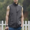 thumbnail image 3 of Men's Windproof Lightweight Golf Vest Softshell Sleeveless Jacket with Pockets for Running Hiking Sports Spring Fall,Gray,L, 3 of 5