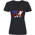 thumbnail image 3 of Inktastic Snowboarding US Flag Women's V-Neck T-Shirt, 3 of 5