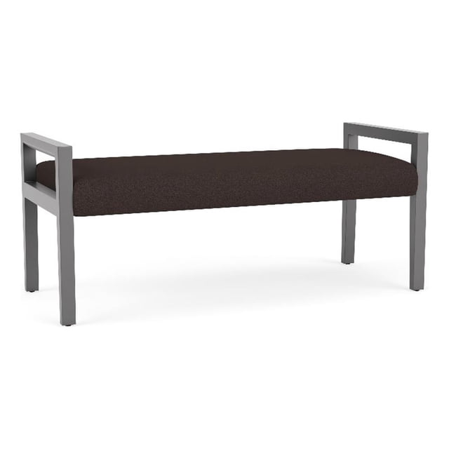 Pemberly Row Waiting Reception 2 Seat Bench Wood Frame in Brown