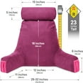 thumbnail image 2 of Medium Husband Pillow Aspen Edition - Pillow With Arms for Reading & Bed Rest - Removable Neck Roll - Premium Shredded Memory Foam - Cover Reverses to Microsuede or Microfiber, Sliding Raspberry, 2 of 8