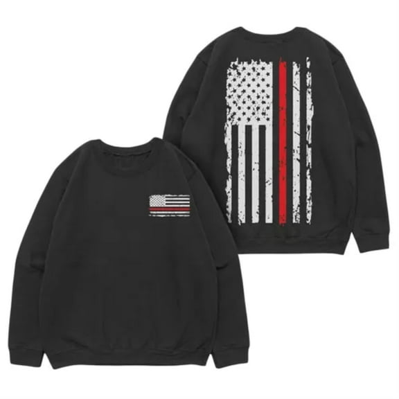 Vintage Red Line Crewneck Sweatshirt Black - Xl