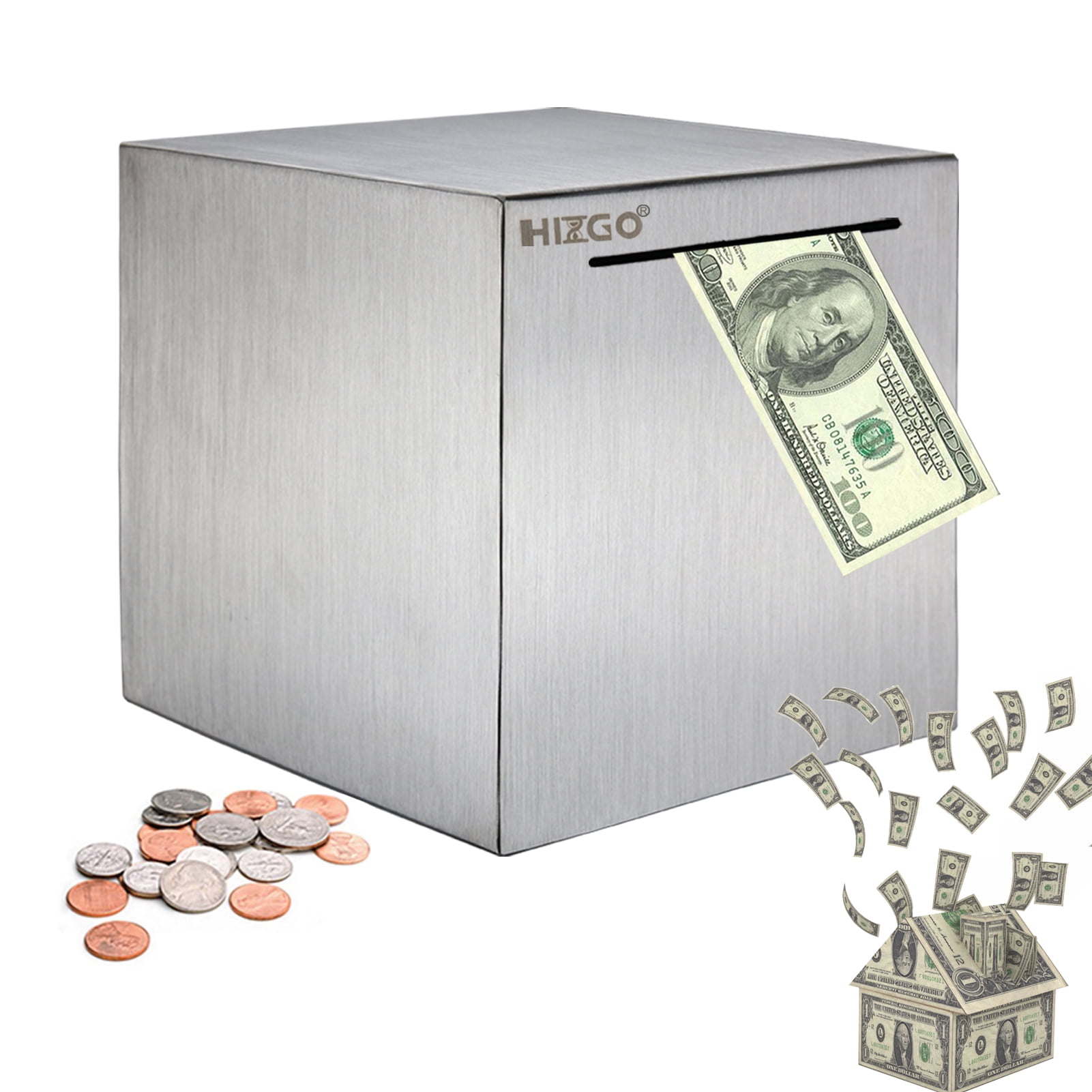 Safe Piggy Bank Made of Stainless Steel,Safe Box Money Savings Bank for Ki H0R4 