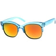 thumbnail image 2 of sunglassLA - Bold Colorful Half-Frame Two-Toned Inset Mirrored Lens Horn Rimmed Sunglasses - 55mm, 2 of 4