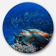 thumbnail image 2 of Designart - Large Sea Turtle underwater' Ultra Vibrant Abstract Metal Circle Wall Art, 2 of 4