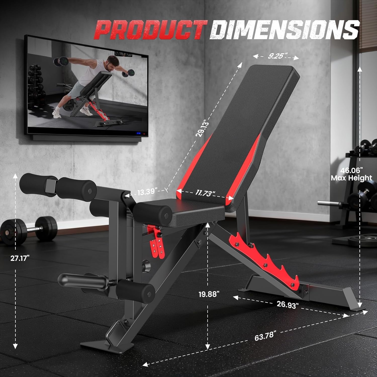 VIBESPARK 1200LBS Weight Bench, 5 Position Back Adjustable Workout Bench with Leg Developer, Multi-Purpose Utility Bench for Home Gym Strength Training, Flat/Incline/Decline Bench Press