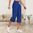 thumbnail image 2 of Outfmvch Ankle Pants for Women Capri Pants with Lace Side Straight Wide Leg Pull On Elastic High Waist Drawstring Palazzo Pants Linen Palazzo Trousers Drawstring Elastic Waist Paper Bag Pants A S-3XL, 2 of 6
