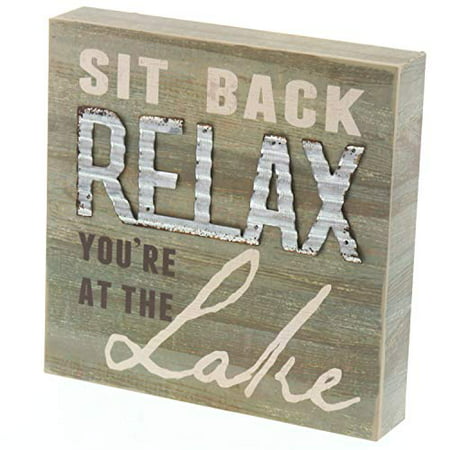 Barnyard Designs Sit Back and Relax You're at The Lake Box Sign Decorative Rustic Wood Lake House Cabin Home Wall Decor 8