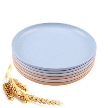 6 Pack 6 inch Mini Wheat Straw Plates, Boriyuan Lightweight Unbreakable Reusable Plate Set, Dishwasher & Microwave Safe, Small Salad Plates for Family & Adult