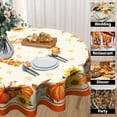 thumbnail image 4 of Fall Tablecloth Round Autumn Leaf Thanksgiving Pumpkin and Sunflower Table Cloths Circular Table Cover Washable Wipeable Polyester Tabletop Holiday for Dining Kitchen Picnic Party Decor 60 Inch, 4 of 7