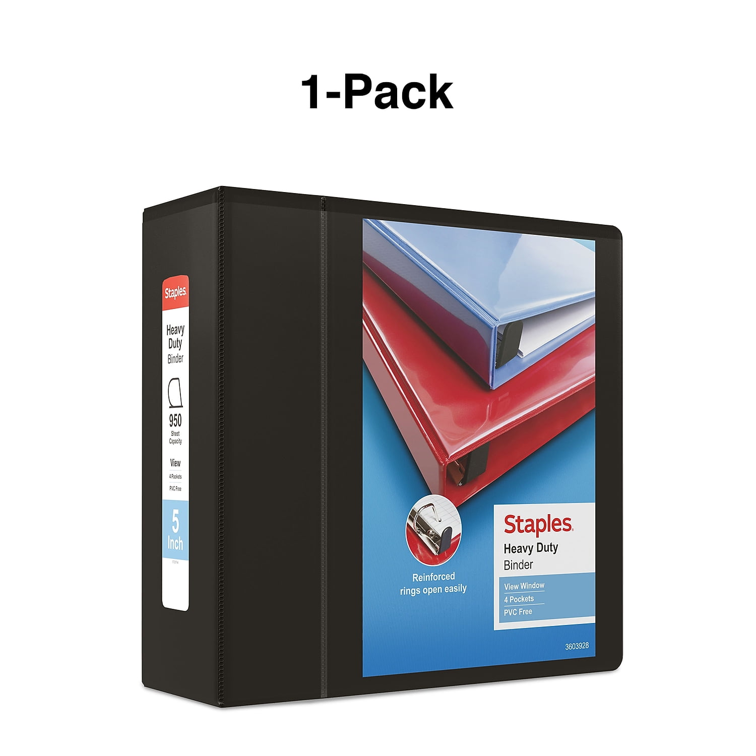 MyOfficeInnovations Heavy Duty 5" 3-Ring View Binder Black (24699) 82612