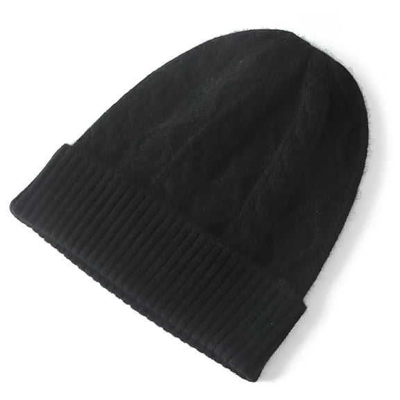 TELOLY 100% Merino Wool Beanies for Women Winter Autumn Solid Warm Soft Wool Hat Ear Protect Female Bonnet Skullies Cap Black Winter Hats for Women