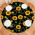 thumbnail image 2 of Floral Sunflower Design Tablecloth with Elastic Fit, Durable Polyester for 44-52 Inch Round Tables, Indoor Outdoor Ready, 2 of 7