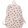 thumbnail image 1 of Mochila de pana y fresa, bonita mochila estética para mujer, mochila de viaje grande con múltiples bolsillos, 1 of 4