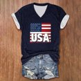 thumbnail image 2 of American Flag Shirts Women 4th of July Tshirts V-Neck Short Sleeve Patriotic T-Shirt Memorial Day Stars Striped Graphic Tee Independence Day Tops Teen Girls Cute Vacation Clothes, 2 of 3