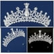 thumbnail image 2 of KAKOWELY Tocado de niña de las flores con brillantes diamantes de imitación, tocado de cumpleaños, tiara de niña de las flores, corona, 2 of 4
