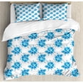 thumbnail image 1 of Nautical Duvet Cover Set King Size, Watercolor Depiction of Repeated Sea Shells on Plain Backdrop Art Print, Decorative 3 Piece Bedding Set with 2 Pillow Shams, White and Azure Blue, by Ambesonne, 1 of 3